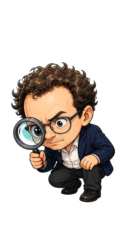Q 版审查宠物用放大镜看线索